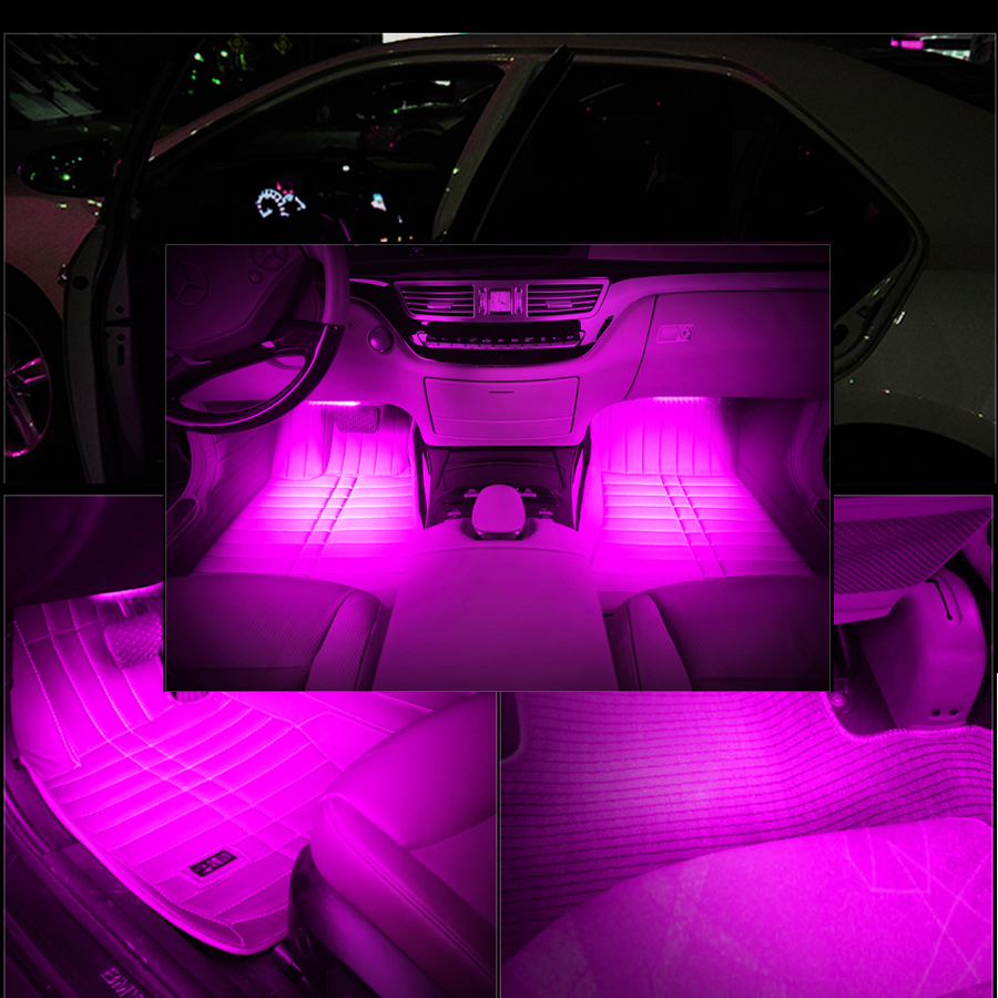 Pink Car Decorative Lights Charge LED Interior Floor